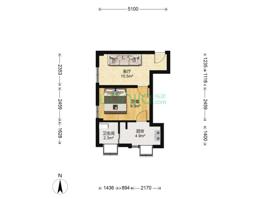 下荣华里社区 1室1厅1卫 34平方