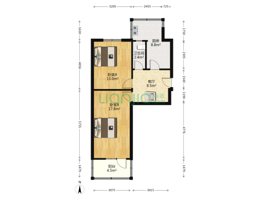 工商人大宿舍 2室1厅1卫 66平方
