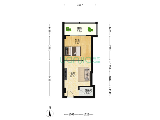 嵩海公寓 1室1厅1卫 138平方