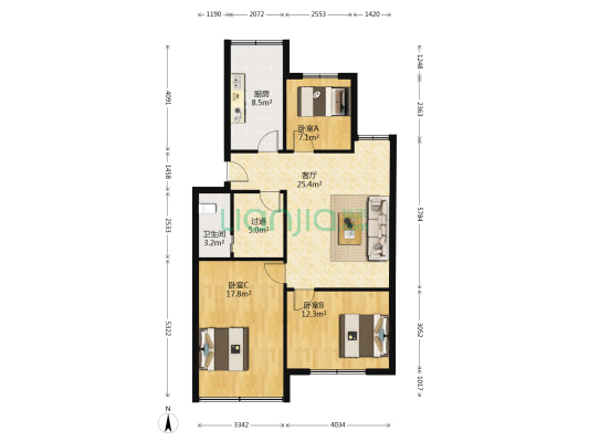 永清路 3室1厅1卫 102平方