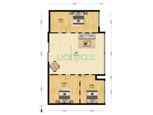 中安国际大厦 3室1厅0卫 171平方