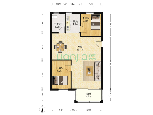 光扬大厦 2室1厅1卫 78平方