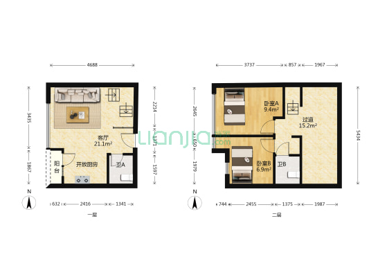 正成光华梧桐 2室1厅2卫 40平方
