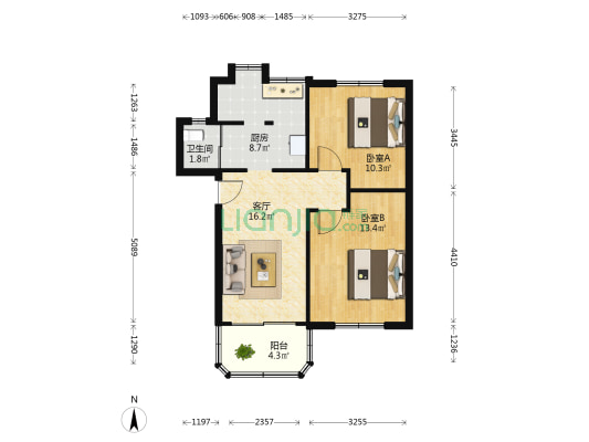 江西省气象局宿舍楼西区 2室1厅1卫 64平方