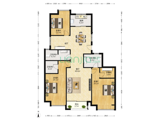 荣盛华府 3室1厅3卫 165平方