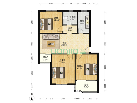 中山东路180弄 3室1厅1卫 100平方