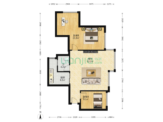 融侨星域 2室1厅1卫 84平方