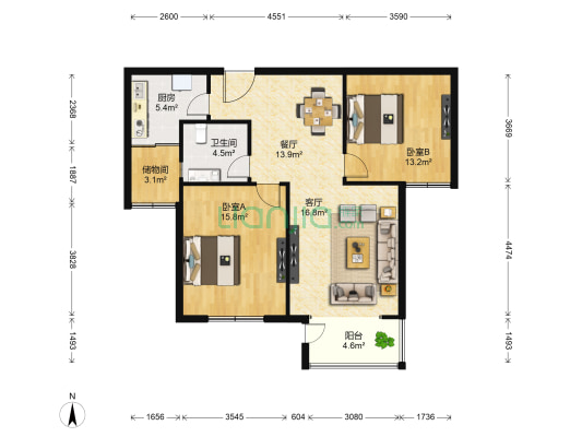 金色维也纳 2室2厅1卫 101平方