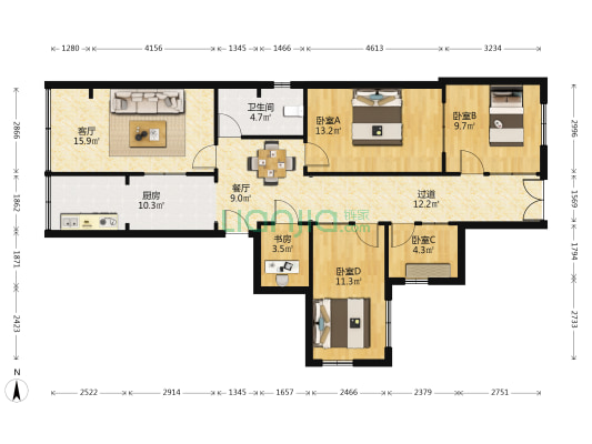 甘肃建筑职业技术学院二号家属楼 5室2厅1卫 99平方