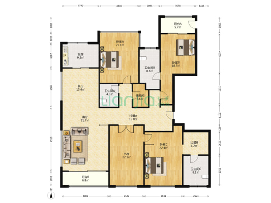 侨都一品花园 4室2厅3卫 250平方