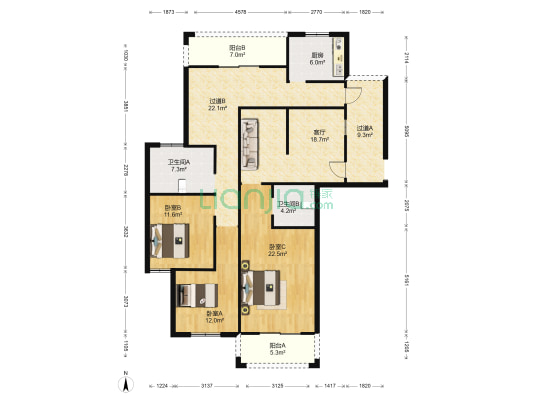 阳明华都西区 3室1厅2卫 160平方