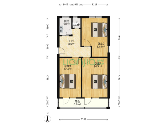 偏坡铁路楼 3室0厅1卫 71平方