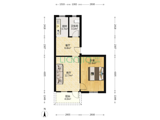 中心北巷 1室2厅1卫 50平方