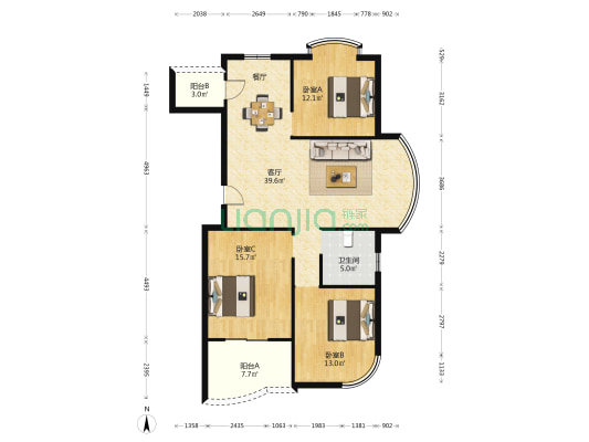 成发豪庭 3室1厅1卫 121平方