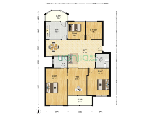 天福百合院 5室1厅2卫 145平方