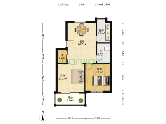 南柳弄26号 1室2厅1卫 67平方