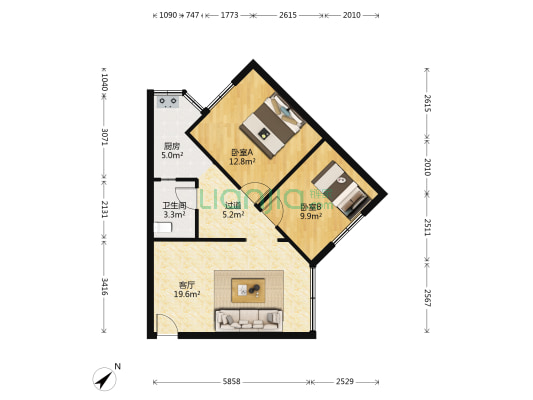 新鸿公寓 2室1厅1卫 71平方