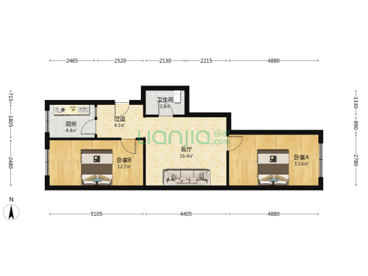 森工总医院家属楼 2室1厅1卫 77平方