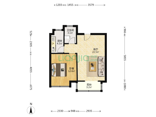 宝星朗悦学府 1室1厅1卫 66平方
