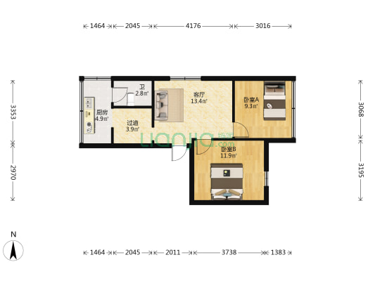 琼花巷23号 2室1厅1卫 54平方