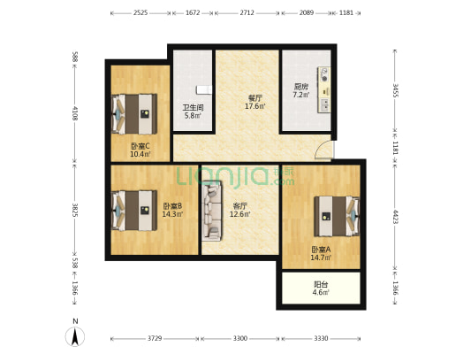 湄洲新村西区 3室2厅1卫 99平方