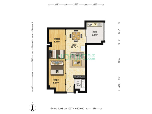 时代天骄 2室1厅1卫 59平方
