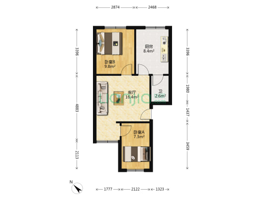杨柳街 2室1厅1卫 60平方
