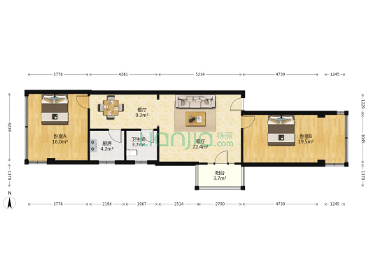 崇仁路150号 2室2厅1卫 96平方