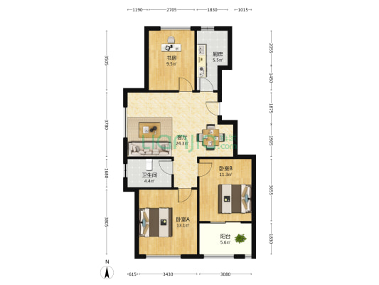 书苑华庭 3室1厅1卫 93平方