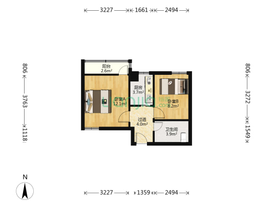 达新大楼 2室0厅1卫 58平方