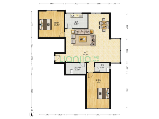 兴隆大厦 2室1厅2卫 147平方