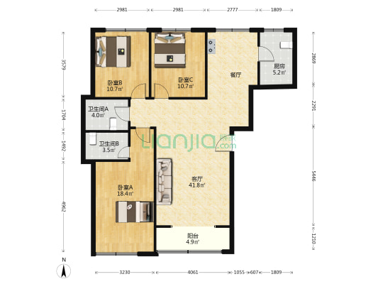 益正嘉苑 3室1厅2卫 133平方