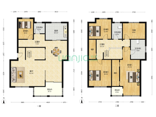 鲈乡花园 5室1厅3卫 227平方