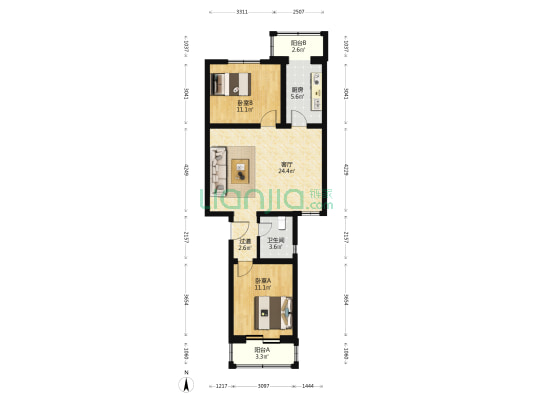 故城东路11号院 2室1厅1卫 87平方