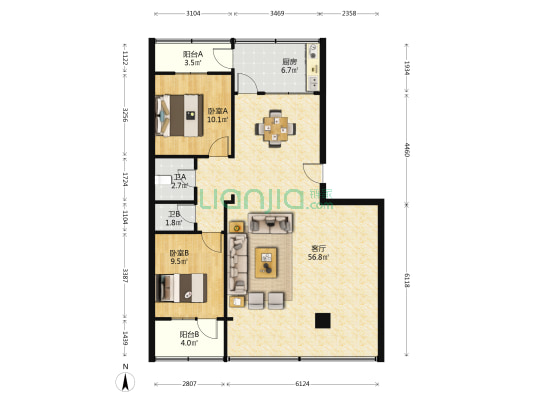 兰州减速厂家属院 2室1厅2卫 113平方