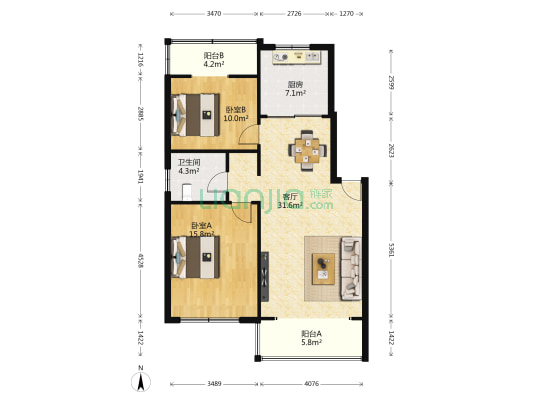首钢小区 2室1厅1卫 98平方