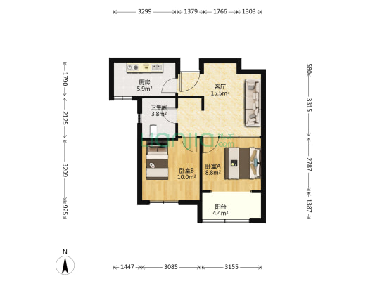 星韵花园三期 2室1厅1卫 67平方
