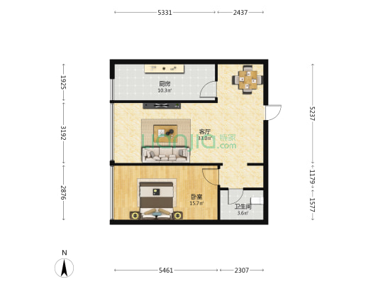 兰州新区中建大厦 1室1厅1卫 100平方