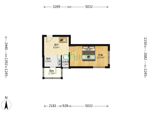 松宇花园一期 1室1厅1卫 36平方