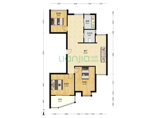 君柳河畔 3室1厅1卫 123平方