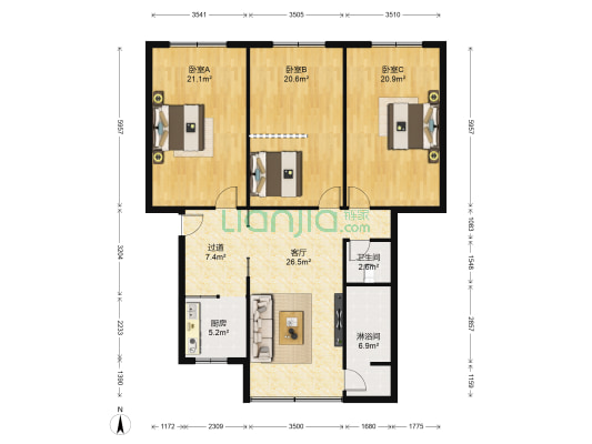 佛山路西一段25号院 3室1厅2卫 112平方