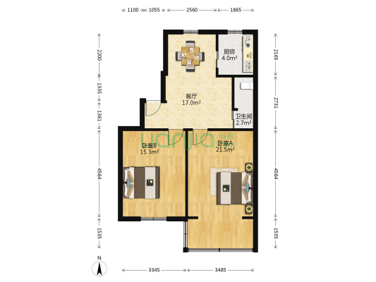 保俶北路90号 2室1厅1卫 73平方