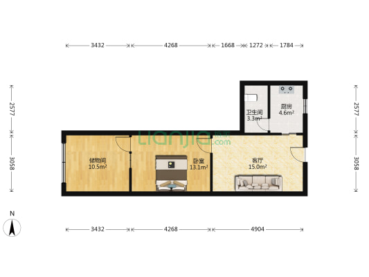 文昌北路254号 1室1厅1卫 57平方