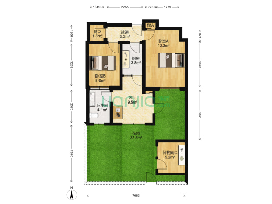 大灰厂小区 2室1厅1卫 38平方