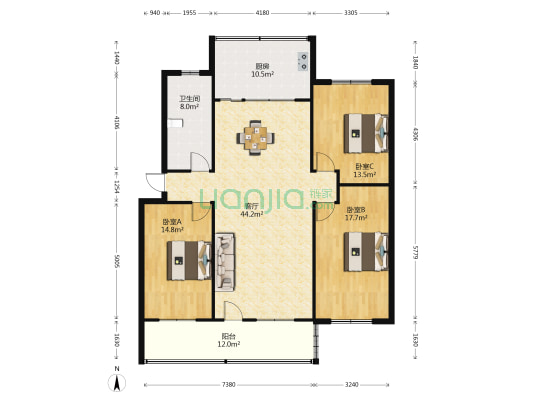 驻马店技师学院平安街家属院 3室1厅1卫 136平方
