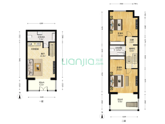 龙聚山庄 2室1厅2卫 96平方