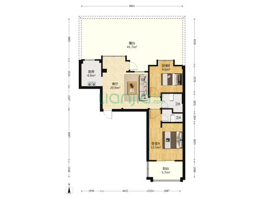 和源居 2室1厅2卫 77平方