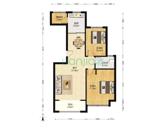 安德利花园B区 2室1厅1卫 100平方