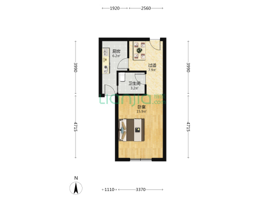 义井公寓 1室0厅1卫 47平方