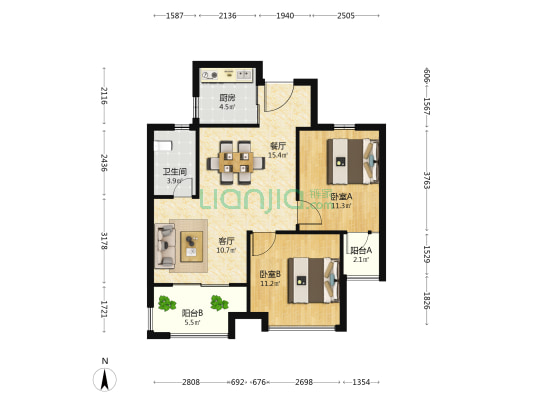 文锦苑 2室2厅1卫 83平方
